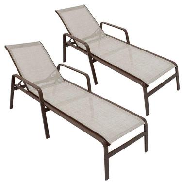 Imagem de Kit 2 Espreguiçadeiras Lótus Premium Bege