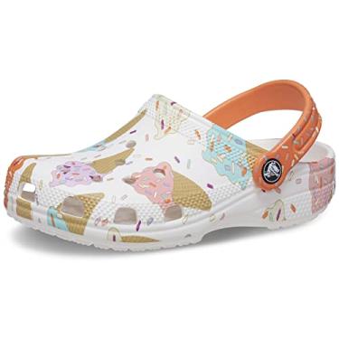 Imagem de Crocs Tamancos clássicos com estampa sazonal unissex infantil, Branco/Multi, 22