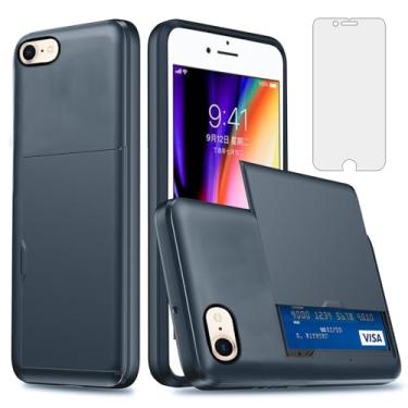 Imagem de Asuwish Capa de telefone para iPhone 7/8/SE 2020/2022 com protetor de tela e suporte de cartão, capa carteira rígida híbrida iPhone7 iPhone8 7s 8s i SE2020 SE2022 2/2nd/3/3ª geração SE2 SE3 7SE 8SE