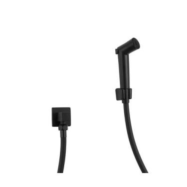 Imagem de Ducha Higiênica Preto Fosco Redondo com Flexível e Registro - AMG Meta