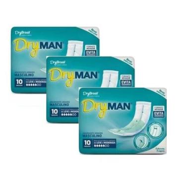Imagem de Kit Absorvente Adulto Masculino Dry Man (3 Pacotes C/10 Un)