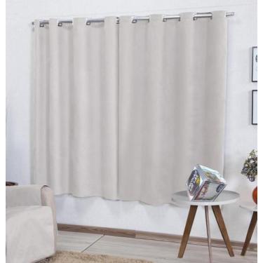 Imagem de Cortina Suede 2,70m P/ Varão Até 2m Semi Blackout Marfim - Enxovais Lu
