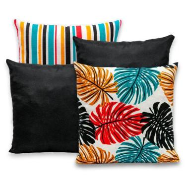 Imagem de kit 4 Capas de Almofadas Estampada Cheias C/ Refil de Silicone Decorat