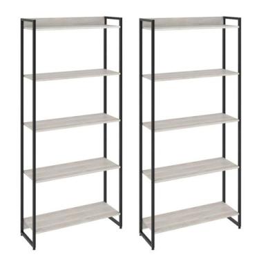 Imagem de Kit 2 Estantes Multiuso Escritório Industrial 5 Prateleiras Areta 186x