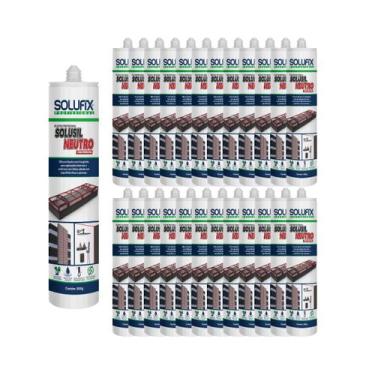Imagem de Kit 24un Silicone Selante Profissional Neutro Incolor 280g - Solufix