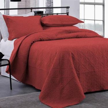 Imagem de Cobre Leito Colcha Lisa Matelada King Size Rozac Provence, Vermelha