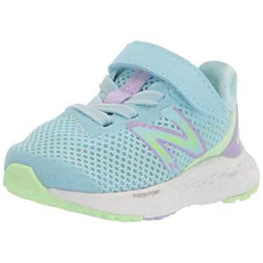 Imagem de New Balance Tênis de corrida infantil unissex Fresh Foam Arishi V4 com velcro, Alvejante azul/verde aura/lilás brilhante, 5 Wide Toddler