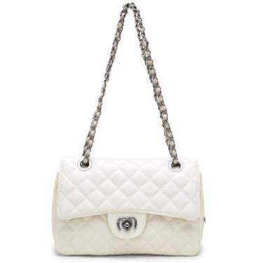 Imagem de Bolsa feminina média alça de corrente - Moncci , Off, White