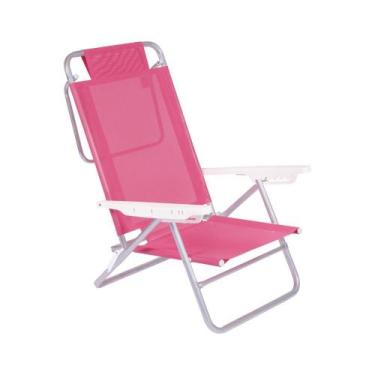 Imagem de Cadeira de Alumínio Reclinável Summer 6 Posições Praia Mor, Rosa