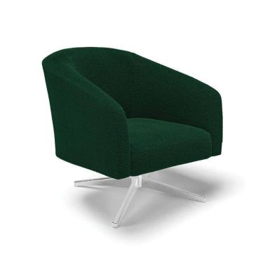 Imagem de Cadeira Sala De Jantar Giratória Base Cromada Stella Bouclê D03 - D`rossi Cor Verde