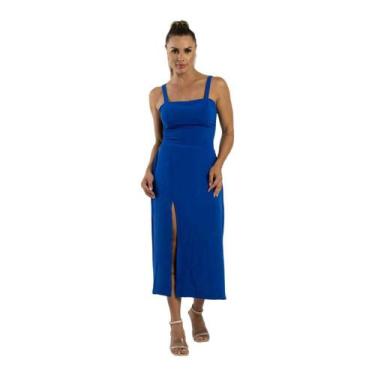 Imagem de Vestido Midi Tubinho Com Fenda Tecido Duna Forrado Corpinho Duplo Casu