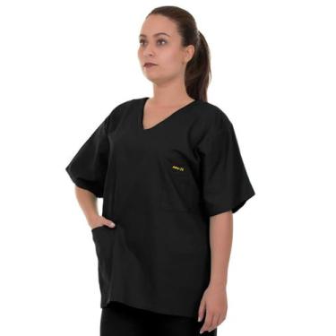 Imagem de Blusa Pijama Cirúrgico Preto Oxford Não Amassa Seca Rápido Artipé - Ar