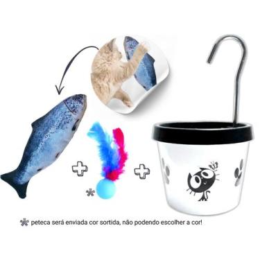 Imagem de Bebedouro Para Gato + Brinquedo Pelucia Peixe com Catnip - DM PETS