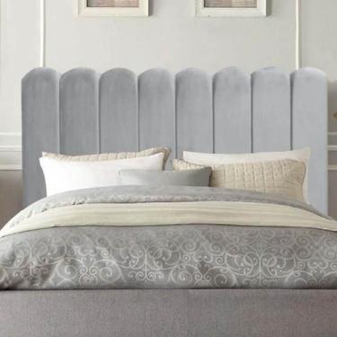 Imagem de Cabeceira Estofada Clara 140CM Casal Suede Cinza Claro - D A DECOR - D