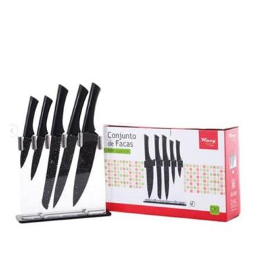 Imagem de Conjunto De Facas Kit Com Suporte Acrílico 6 Peças Wincy