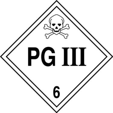 Imagem de Accuform MPL604CT100 PF-Cartolina Hazard Class 6 DOT Placard, Legend "PG III 15.2 cm com gráfico, 26 cm de largura x 26 cm de comprimento, preto sobre branco (pacote com 100)