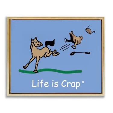 Imagem de Stupell Industries Desenho de arte de parede em tela flutuante emoldurada para sela de chute de cavalo por LIC, moldura flutuante dourada, 78 x 63 cm