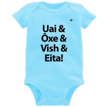 Imagem de Body Bebê Uai & Ôxe & Vish & Eita! - Foca na Moda, Azul bebê, GG