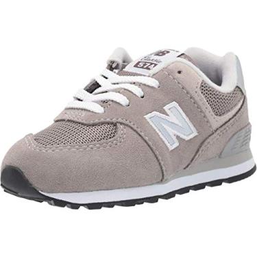 Imagem de New Balance Tênis infantil 574 V1 Familiar Ground com cadarço, Cinza/cinza, 17