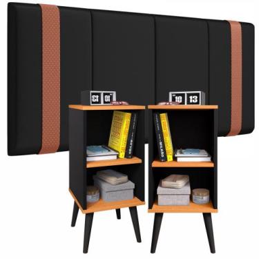 Imagem de Conjunto Quarto Cabeceira Parise com  duas mesas de cabeceira Charme C