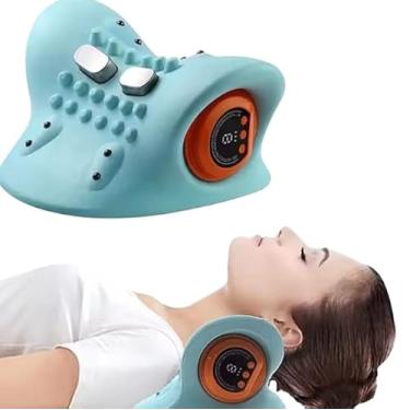 Imagem de Massageador Cervical Elétrico, Tração e Aquecimento Infravermelho, Vibração para Pescoço e Ombros.
