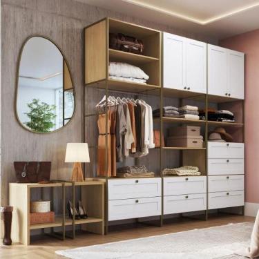 Imagem de Guarda Roupa Closet 8 Gavetas c/ Mesa Apoio Lateral 100% MDF - GenialF