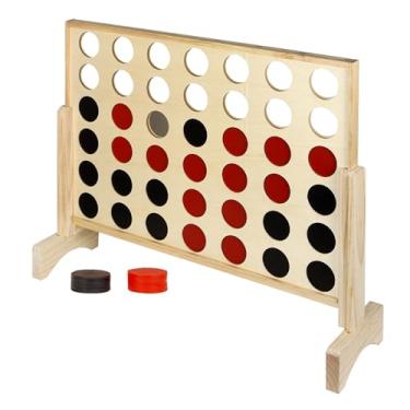 Imagem de Hathaway Jogo de tabuleiro BG3153 Quattro 10 cm por fileira, madeira de pinho maciço, 80 cm C x 70 cm L x 19 cm A