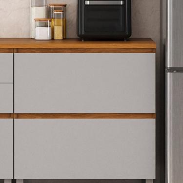 Imagem de Balcão 1 Porta 1 Gaveta 80cm em Mdf com Tampo e Dobradiças Slow Motion Lumina Itatiaia Cinamomo/Cinza