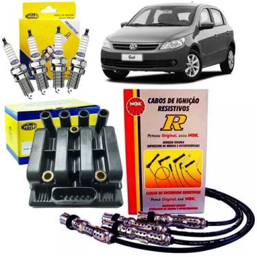 Imagem de Bobina + Cabos + Velas Ignição Gol 1.0 8v Flex 2008 até 2015 - MAGNETI