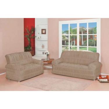 Imagem de Capa de Sofá 3 e 2 Lugares 21 Elástico Malha Gel - Avelã - Reluz Borda