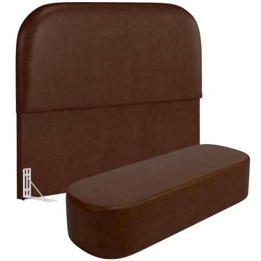 Imagem de Cabeceira Cama Box King 195cm Lanna Com Puff Recamier Doha W01 Couríssimo Marrom - Lyam...