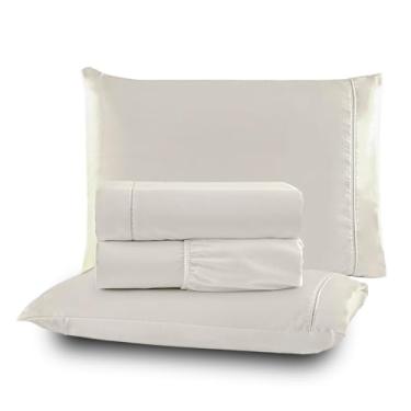 Imagem de Roupa de Cama Lençol Casal 200 Fios Algodão 4 Peças em Ponto Palito Anti-Pilling com Toque Suave Premium