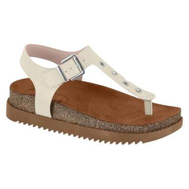 Imagem de Sandalia Feminina Papete Dedo Fivela Moleca Original 5500114, Branco o