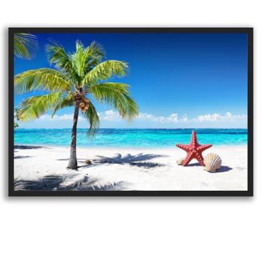 Imagem de Arte de parede de praia, fotos de praia, arte de parede, concha, estrela-do-mar, decoração de parede, tema oceano, decorações de praia para casa, banheiro, quarto, escritório, sala de estar