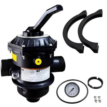 Imagem de 262506 Válvula multiporta de montagem superior Válvula estilo braçadeira de 6 vias de 3,5 cm compatível com válvula multiporta de filtro de areia para piscina e spa