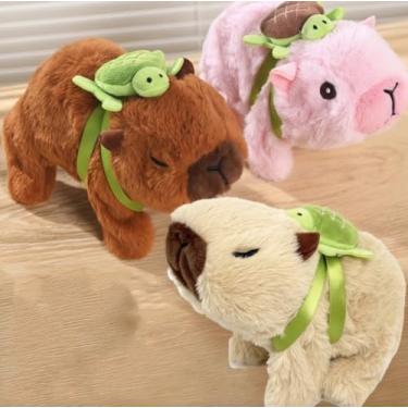 Imagem de Brinquedo De Pelúcia Capivara Com Mochila Tartaruga Fofo