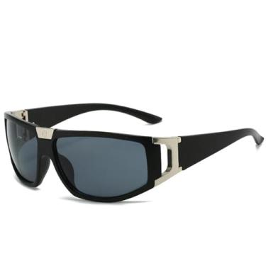 Imagem de Óculos de sol esportivos para ciclismo ao ar livre, estilo punk retangular, feminino, vintage, moderno (preto e areia)