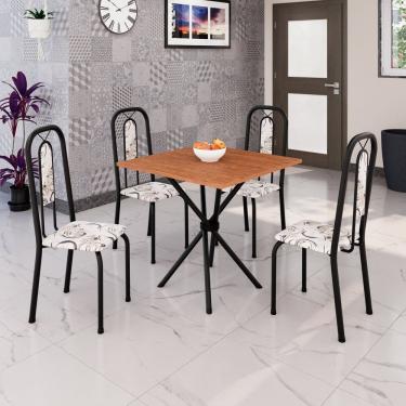 Imagem de Conjunto Sala de Jantar 4 Cadeiras Lívia Arabesco / Preto