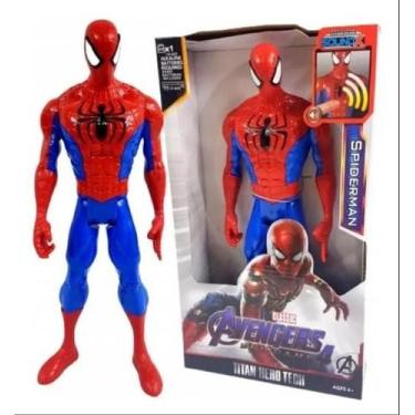 Imagem de Boneco Homem Aranha Vermelho E Azul Luz E Som 30cm - Heroes