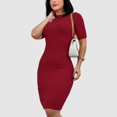Imagem de Vestido Tricot Modal Feminino Curto Manga Curta Blogueira - SWISS BOUT