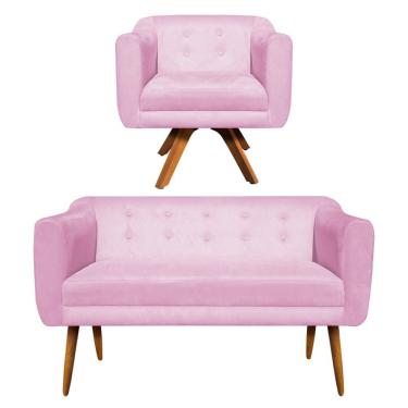 Imagem de Kit Namoradeira E 01 Poltrona Giratória Julia Rosa Bebê