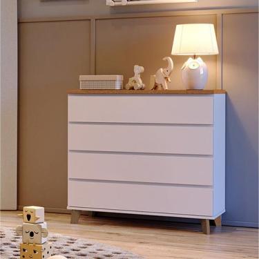 Imagem de Cômoda Ninho 4 Gavetas, 100 Cm Tampo Madeira - Puppi