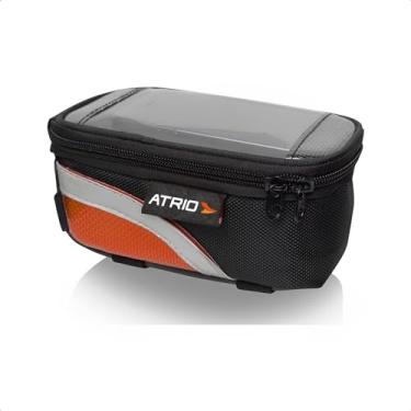 Imagem de Bolsa com Porta Celular para Bicicleta Capacidade de 0,6L Impermeável com Touch Material em Poliéster e PVC Preto/Laranja Atrio - BI022