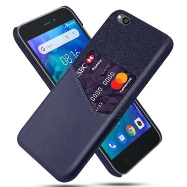 Imagem de Capa para Xiaomi Redmi Go,Tela e tampa de couro PU,Antideslizante,360°cobertura completa à prova de choque com 1 slot de cartão atrás,Prevenção de queda-Blue