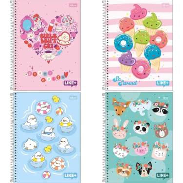 Imagem de Kit com 4 Cadernos de 10 Matéria, Tilibra, Capa Dura, Like+ Feminino, 200 Folhas, Capas Sortidas