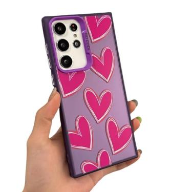 Imagem de Capa traseira rígida e fina de luxo em prata galvanizada com formato de coração (para Samsung A15/PurpleRoseAX)