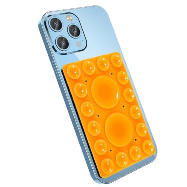 Imagem de CMZZ Suporte de telefone com sucção de silicone, acessório de telefone adesivo de silicone para iPhone e Android, suporte de telefone de chuveiro espelho mãos-livres, vídeos e selfies TikTok (laranja,
