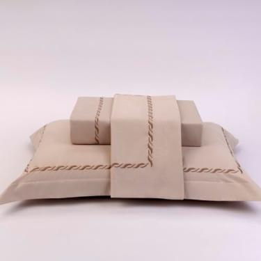 Imagem de Plumasul Jogo de Cama Natu Marée 100% Algodão Cetim 300 Fios Queen 4 peças Cor Fendi Festone Bronze