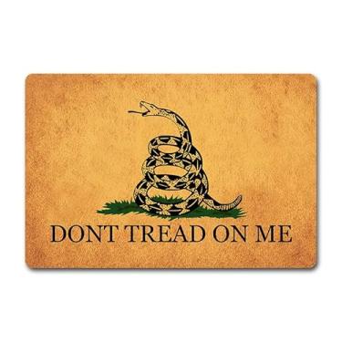 Imagem de Capacho engraçado para porta da frente - Tapete de boas-vindas antiderrapante de 60 x 40 cm com design "Don't Tread On Me" - Tapete de borracha durável para entrada interna/externa