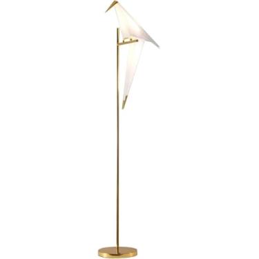Imagem de Lâmpada De Assoalho De Leitura Guindaste De Papel Moderno Pássaro Piso Lâmpada De Pé De Metal Origami Swing Bird Abajur Para Sala De Estar Quarto De Meninas Cômoda Esc, Gold,golden